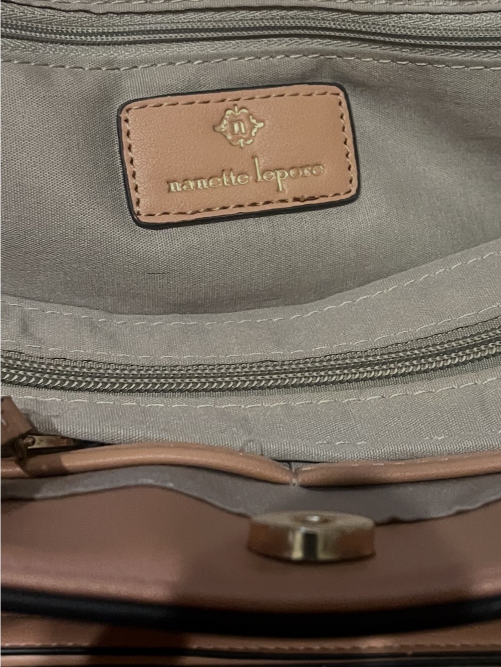 Nanette Lepore Pink Floral Tote with Tan Trim - Picture 10 of 13